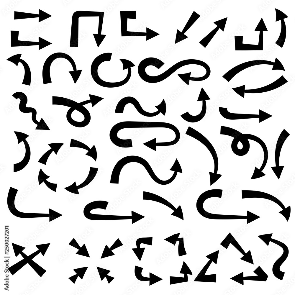 Arrows. Black doodle signs Arrows. Black doodle signs
