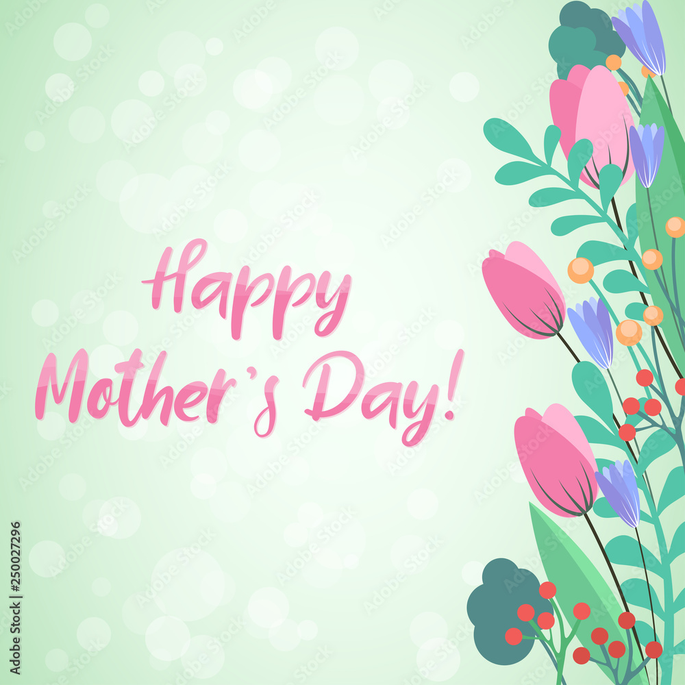 Mother's Day floral background. Greeting card template Mother's Day floral background. Greeting card template