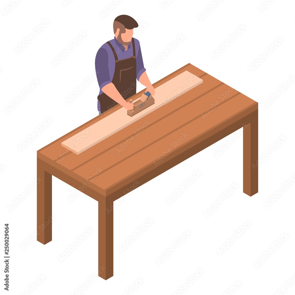 Man carpenter icon. Isometric of man carpenter vector icon for web design isolated on white background Man carpenter icon. Isometric of man carpenter vector icon for web design isolated on white background