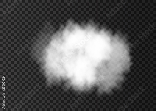 White smoke cloud isolated on transparent background.