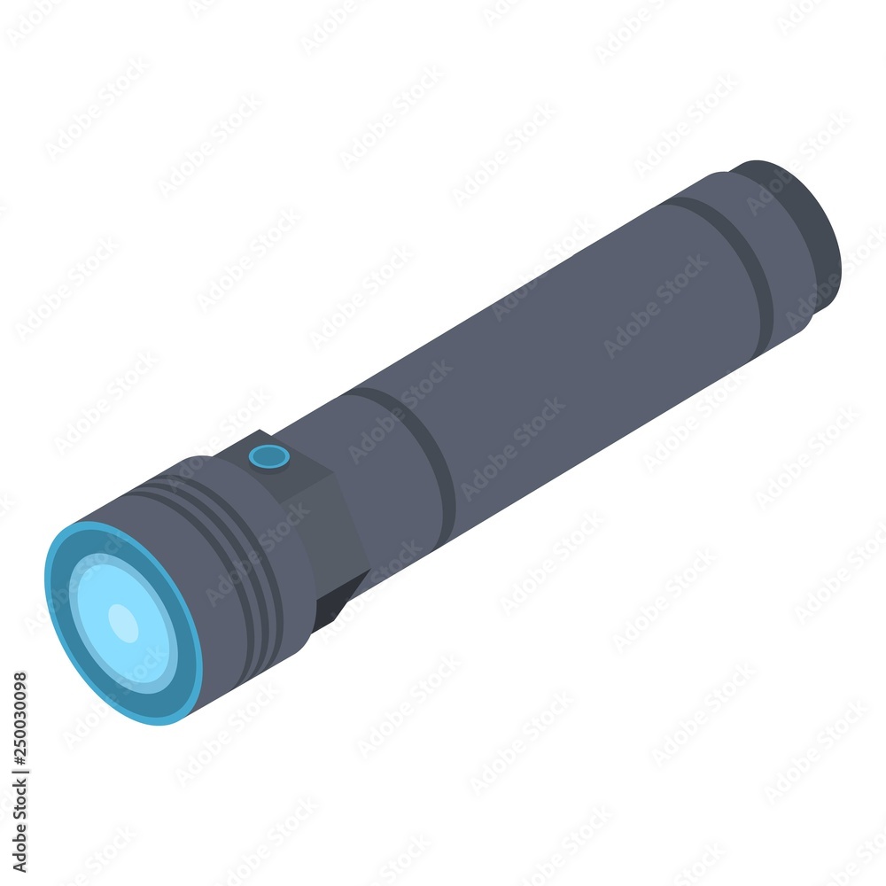 Modern flashlight icon. Isometric of modern flashlight vector icon for web design isolated on white background Modern flashlight icon. Isometric of modern flashlight vector icon for web design isolated on white background