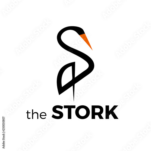 Vector logo abstract stylized stork