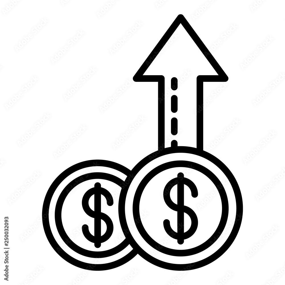 Coin money report icon. Outline coin money report vector icon for web design isolated on white background Coin money report icon. Outline coin money report vector icon for web design isolated on white background