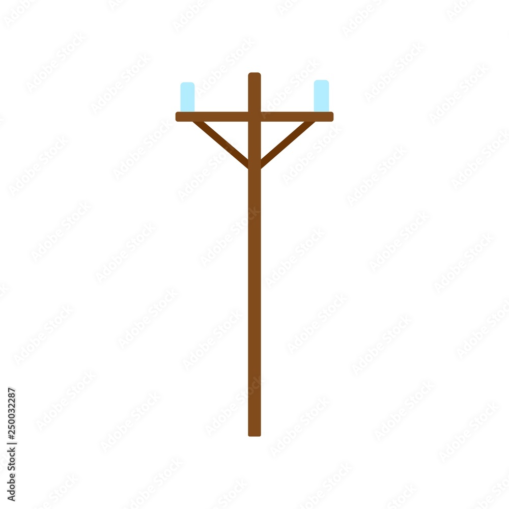 Wood power line icon. Power line flat vector design Wood power line icon. Power line flat vector design