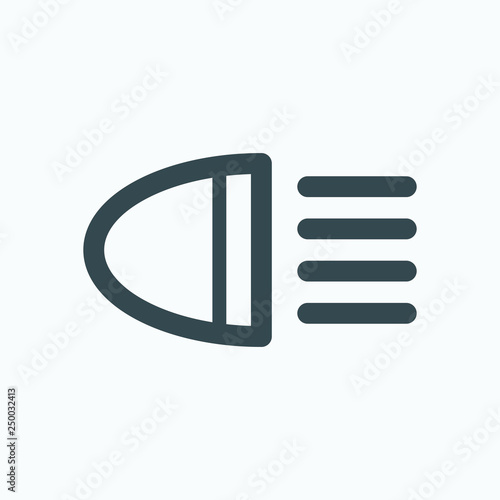 Headlight icon, car light vector icon