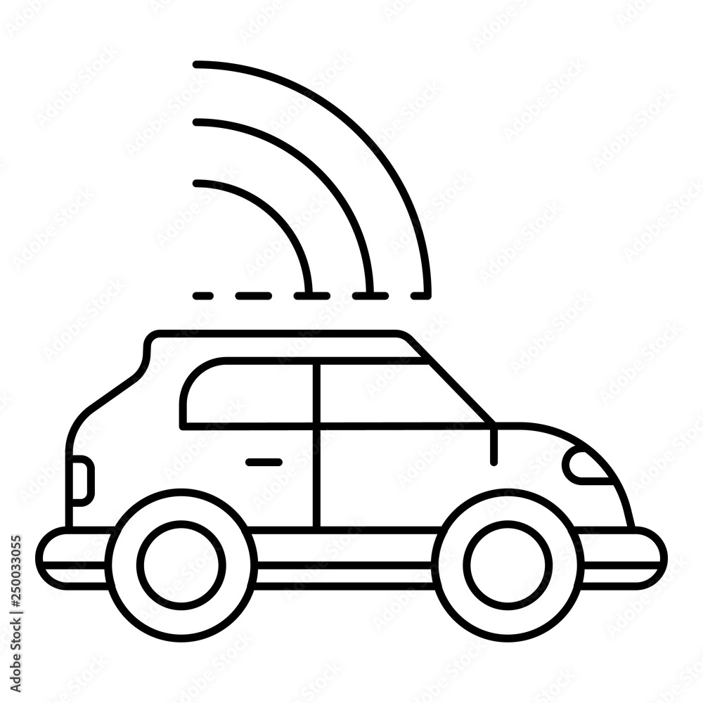 Safety driverless car icon. Outline safety driverless car vector icon for web design isolated on white background Safety driverless car icon. Outline safety driverless car vector icon for web design isolated on white background