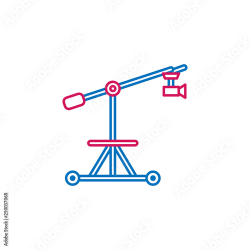 Video production, camera crane icon. Element of 2 color video production icon. Premium quality graphic design icon. Signs and symbols collection icon for websites, web design