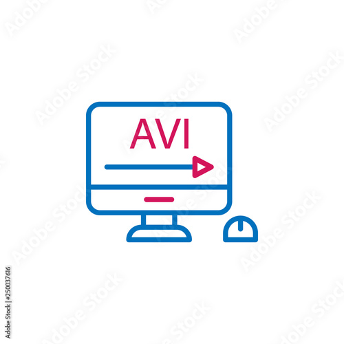 Video production, avi  icon. Element of 2 color video production icon. Premium quality graphic design icon. Signs and symbols collection icon for websites, web design