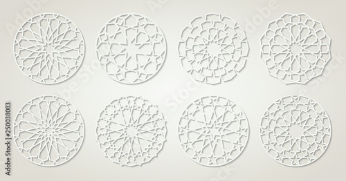Set of White Arabic Patterns