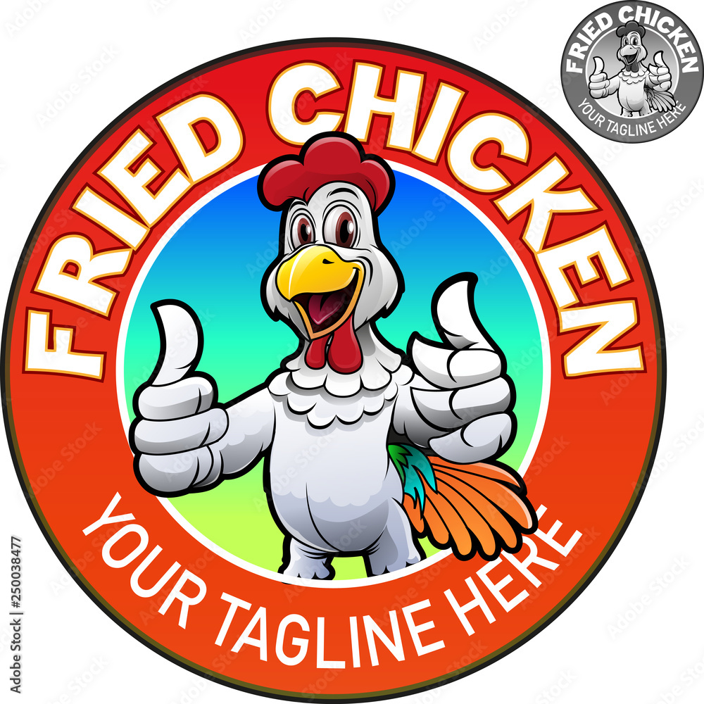 Vector illustration, cute a chicken showing a thumbs up for fried chicken restaurant. Vector illustration, cute a chicken showing a thumbs up for fried chicken restaurant.