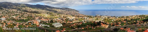 Beautiful panoramic cityscape of the skyline of the city Funchal on the island Madeira in summer
