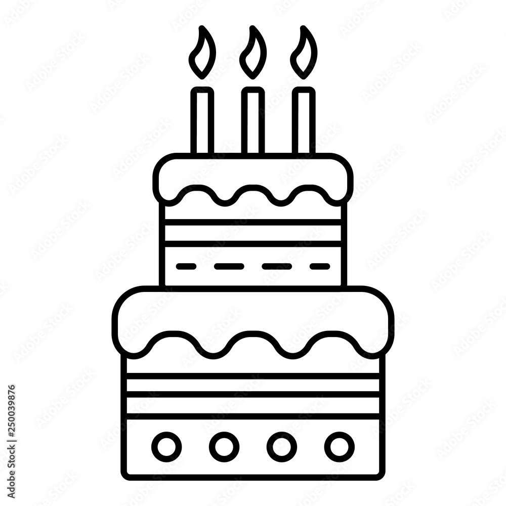 Birthday cake icon. Outline birthday cake vector icon for web design  isolated on white background Stock Vector Image & Art - Alamy