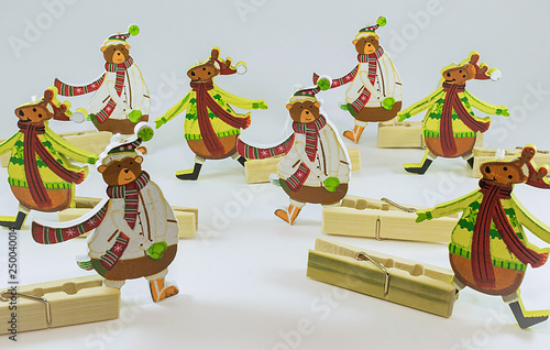 Christmas decorations on white background