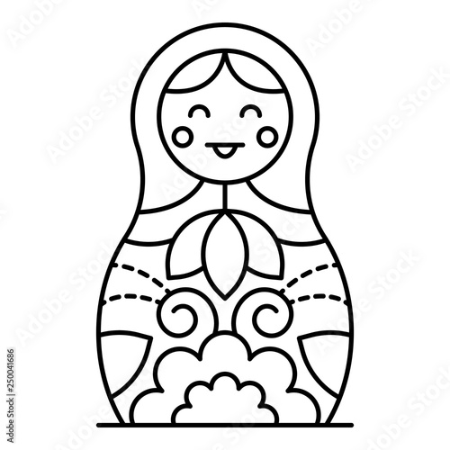 Smiling nesting doll icon. Outline smiling nesting doll vector icon for web design isolated on white background