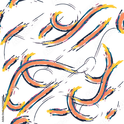 Pattern of curlicues paints. Abstract colorful swirl and circle grunge texture. Artistic modern background