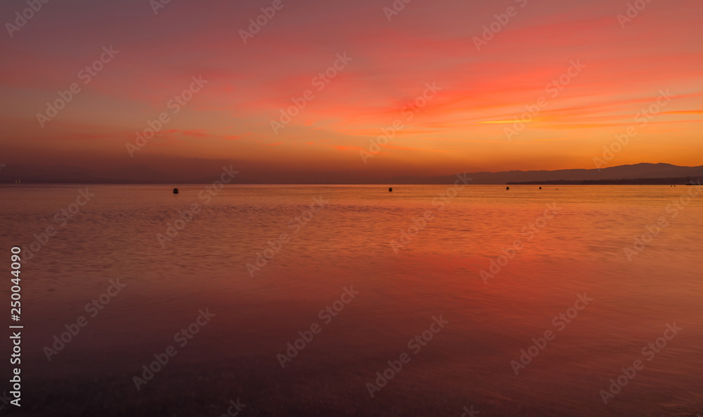 Sunset. Colorful. Peaceful. Water. Leman. Lake. Sky