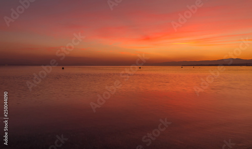 Sunset. Colorful. Peaceful. Water. Leman. Lake. Sky © sarenac77