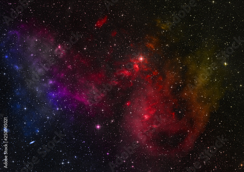 Star field in space and a nebulae. 3D rendering