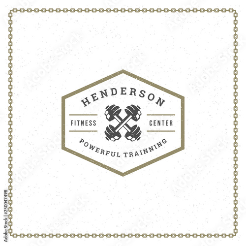Fitness gym badge or emblem vector illustration.