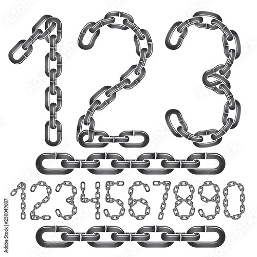 Modern vector digits numerals collection. Elegant numbers can be used in poster design. Created using connected chain link.