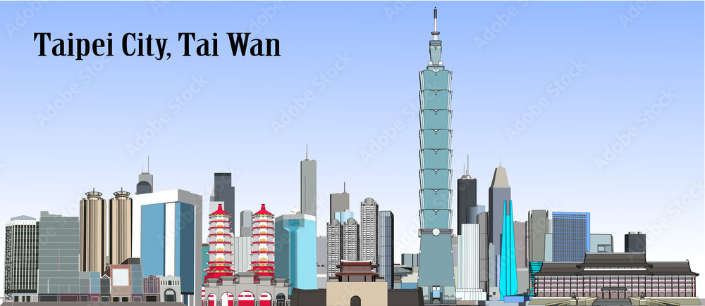 Fototapeta premium Vector Taipei City, Taiwan