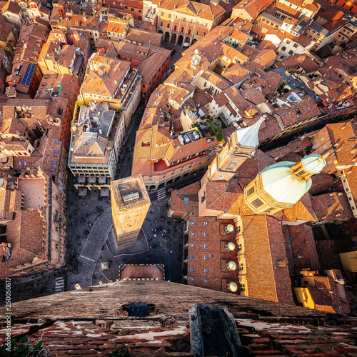 Bologna, aerial view of the city from Asinelli Tower