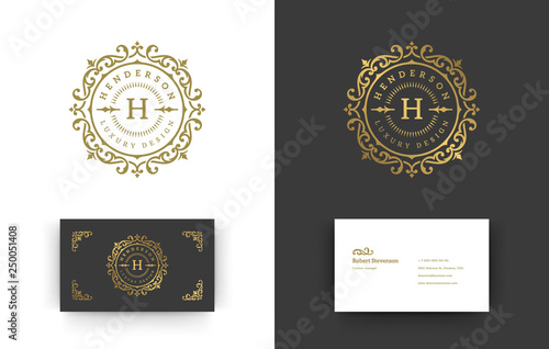 Luxury logo monogram crest template design vector illustration.