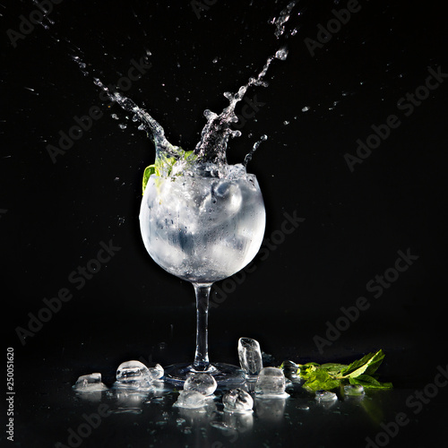 gin and tonic cocktail, glass