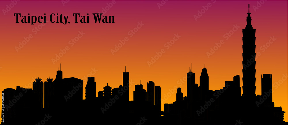 Fototapeta premium Vector Taipei City, Taiwan
