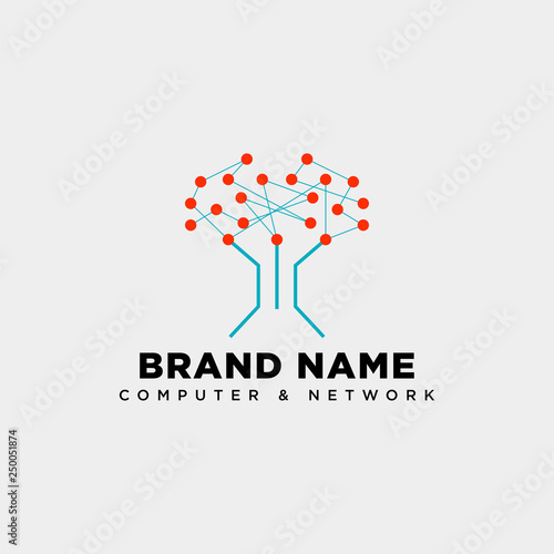 tree or plant tech logo template vector illustration icon element