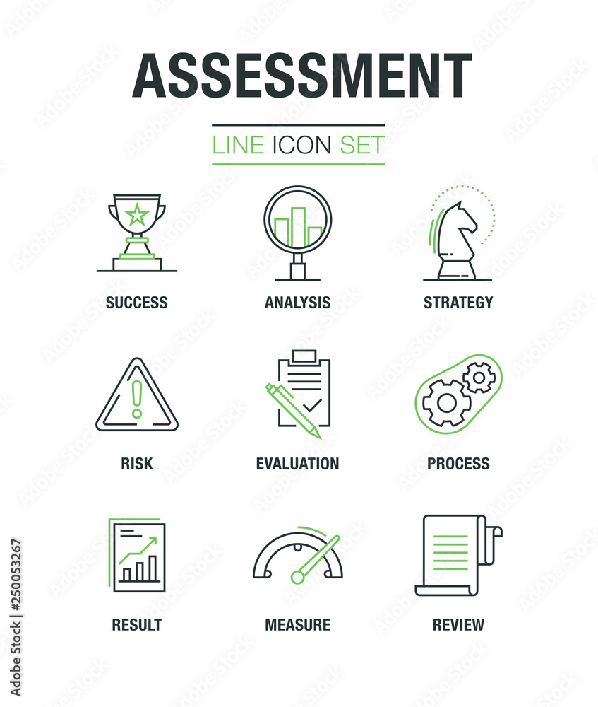 ASSESSMENT LINE ICON SET ASSESSMENT LINE ICON SET