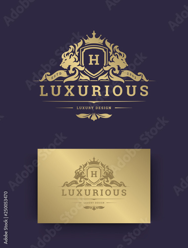 Luxury logo monogram template design vector illustration.
