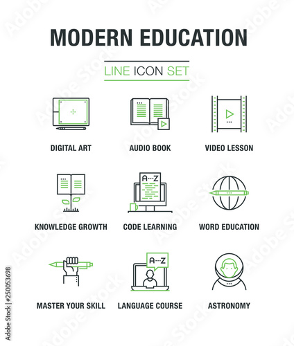 MODERN EDUCATION LINE ICON SET