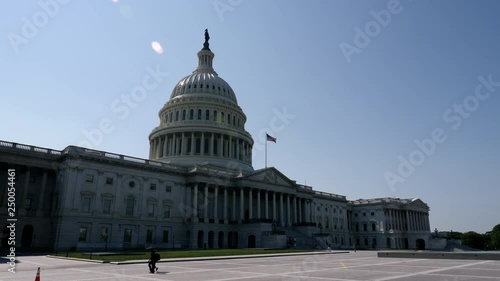 Wide shot of the United States Capitol building, Washington DC, District of Columbia 