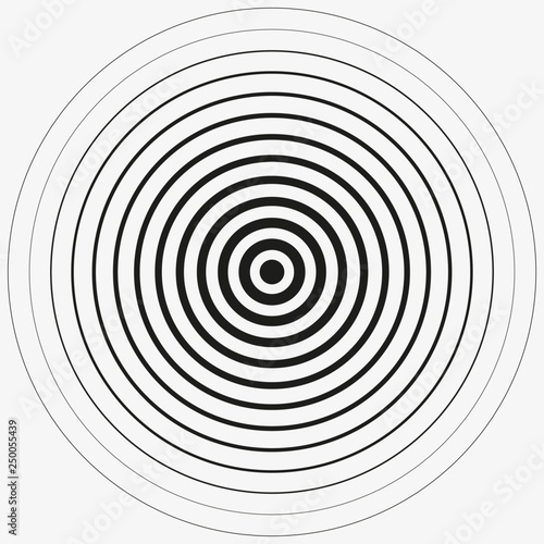 Black Rings sound wave and line in a circle. Tap symbol. Radio signal background. Vector template illustration abstract speed motion for your design