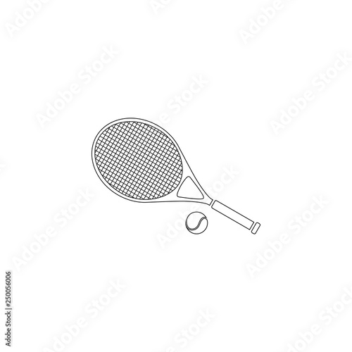 Tennis racket and ball. flat vector icon