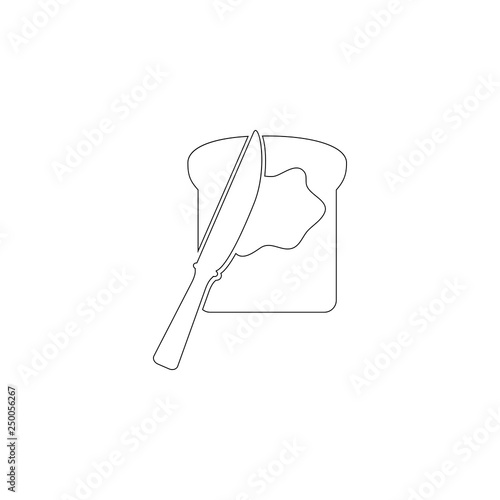 toast bread slice with butter and spreading knife. flat vector icon