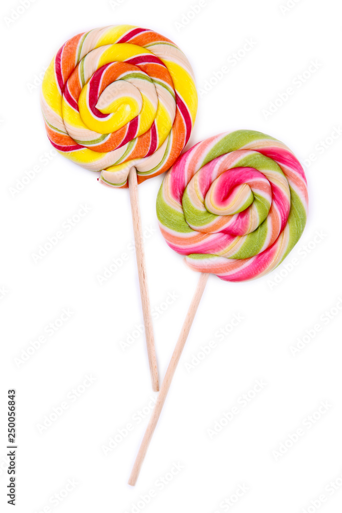 Colorful lollipops isolated on white background. Studio shot Colorful lollipops isolated on white background. Studio shot