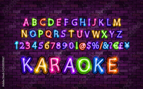 Color neon font set.