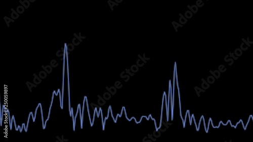 Audio signal animation round equalizer sound wave motion on blue particle bokeh background