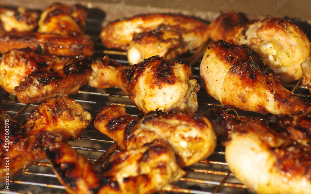 Grilled chicken on the grill