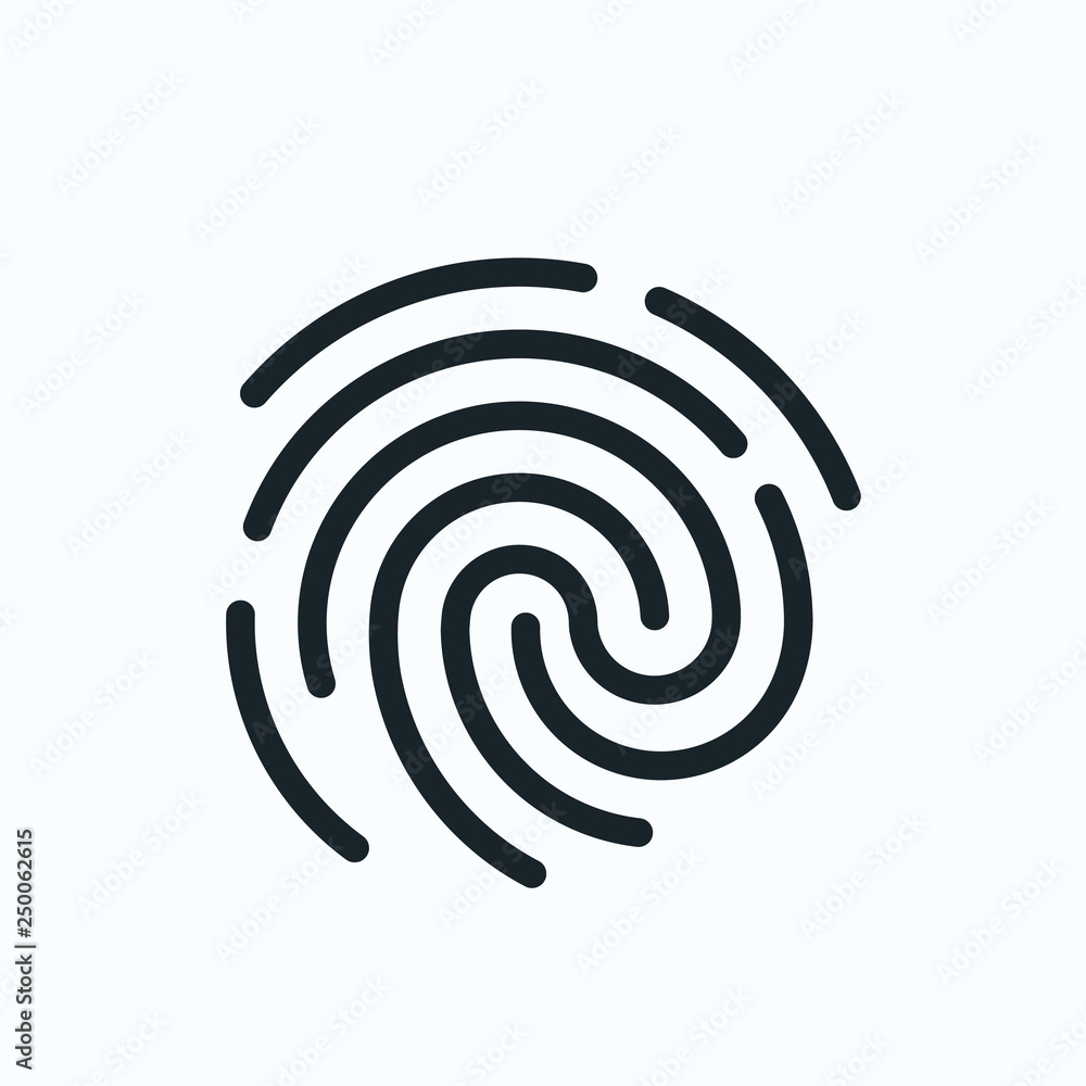 Touch id fingerprint icon. ID template. flat vector linear illustration isolated Touch id fingerprint icon. ID template. flat vector linear illustration isolated