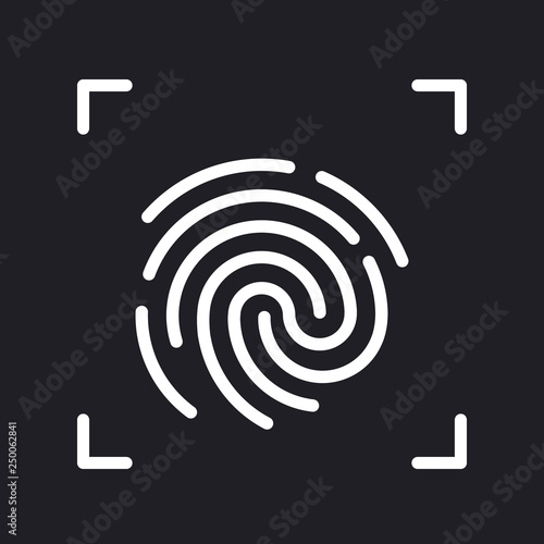 Touch id fingerprint icon. ID template. flat vector linear illustration isolated