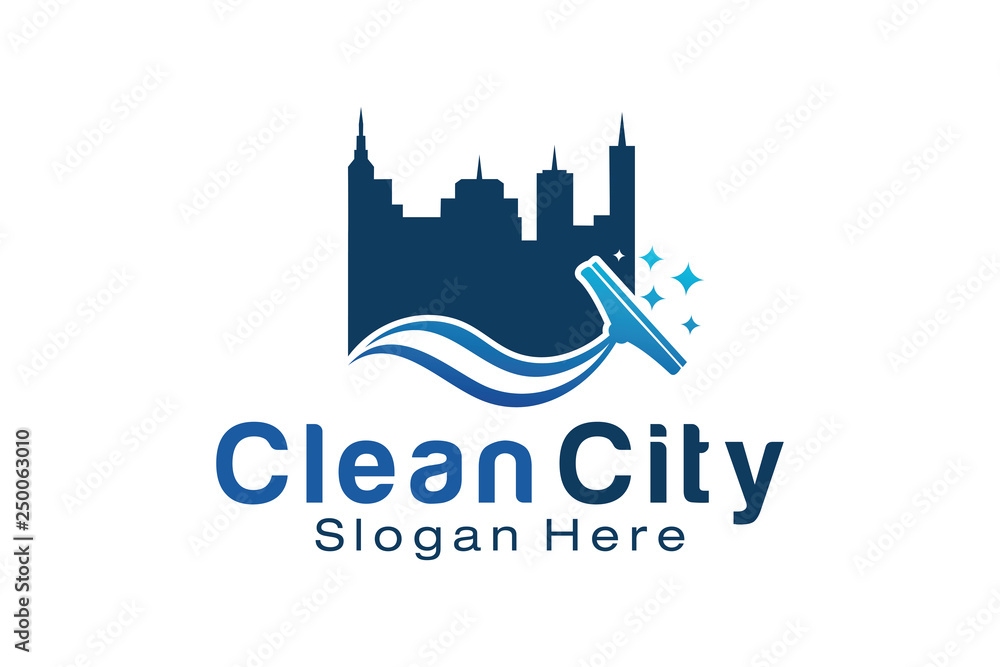 Set of Modern City Cleaning Logo Design Concept. Building Cleaning Logo  Template Stock Vector | Adobe Stock