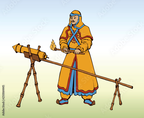 Vector drawing of Chinese warrior