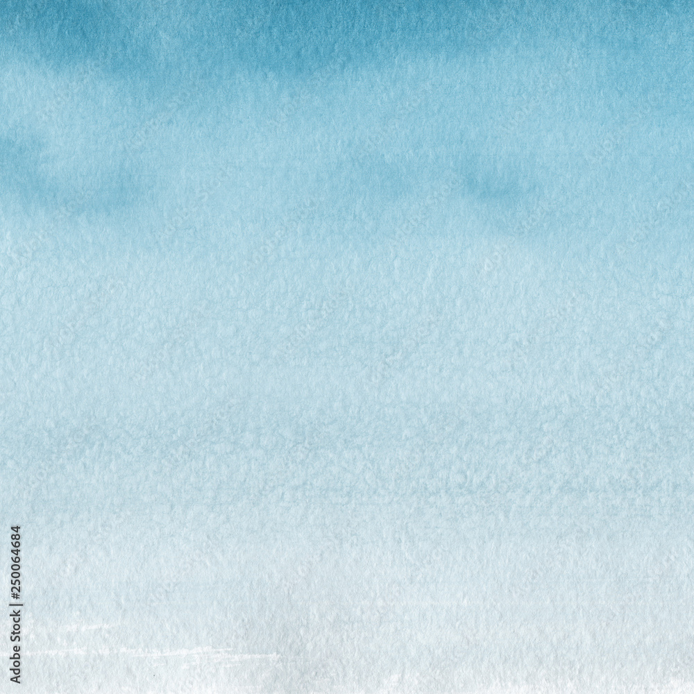 Naklejka premium olorful winter blue ink and watercolor textures on white paper background. Paint leaks and ombre effects. Hand painted abstract image. Deep sea.