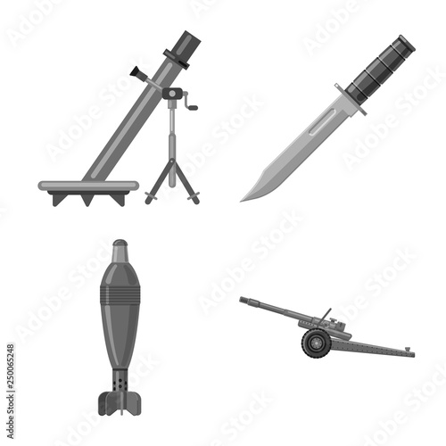 Isolated object of weapon and gun logo. Set of weapon and army vector icon for stock.