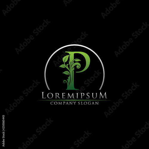 Green Leaf P Letter Logo