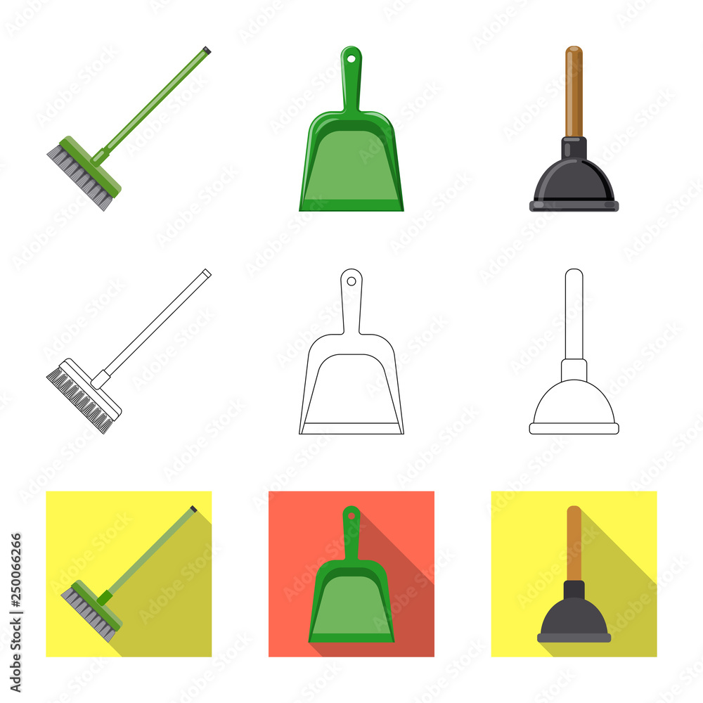 Naklejka premium Isolated object of cleaning and service logo. Set of cleaning and household stock vector illustration.