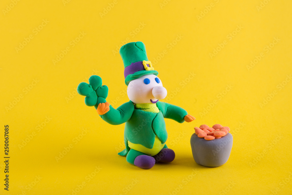 St Patricks Day decoration. Funny toy leprechaun